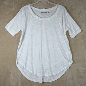 Standard Grace Womens Size S White Slub Knit High Low Scoop Neck T-Shirt